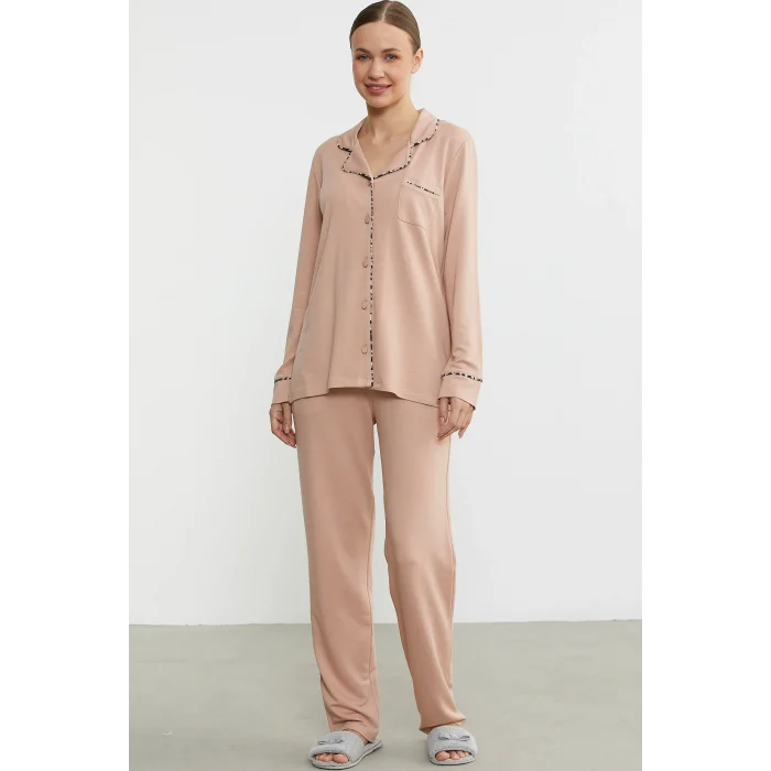 Sementa 76444 Düz Renk Gömlek Model Pijama Takım