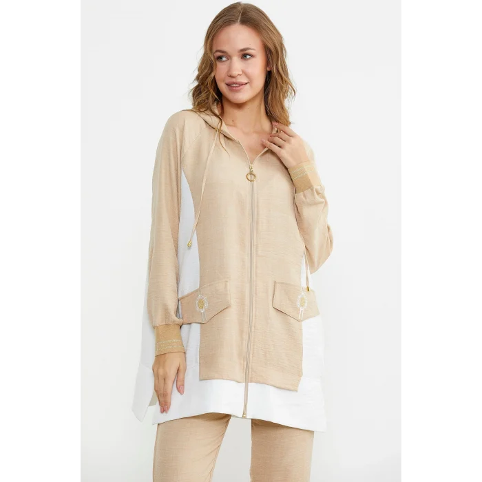 Sementa 76448 Keten Görünümlü Kapüşonlu Tunik Takım