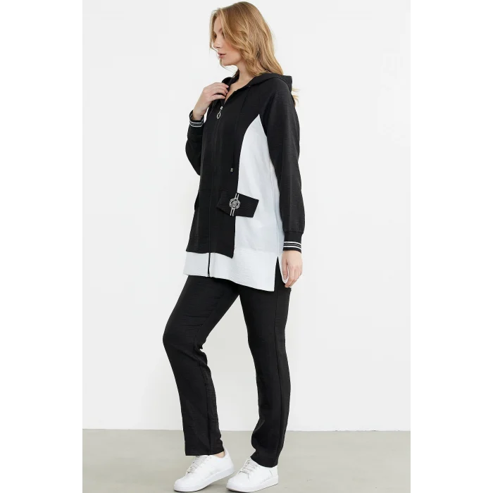 Sementa 76448 Keten Görünümlü Kapüşonlu Tunik Takım