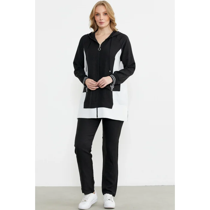 Sementa 76448 Keten Görünümlü Kapüşonlu Tunik Takım