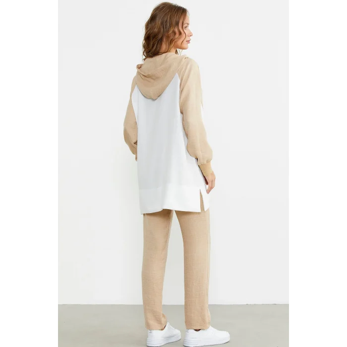 Sementa 76448 Keten Görünümlü Kapüşonlu Tunik Takım