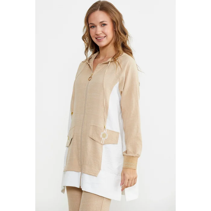 Sementa 76448 Keten Görünümlü Kapüşonlu Tunik Takım