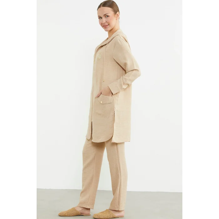 Sementa 76473 Büyük Beden Keten Görünümlü Üçlü Takım