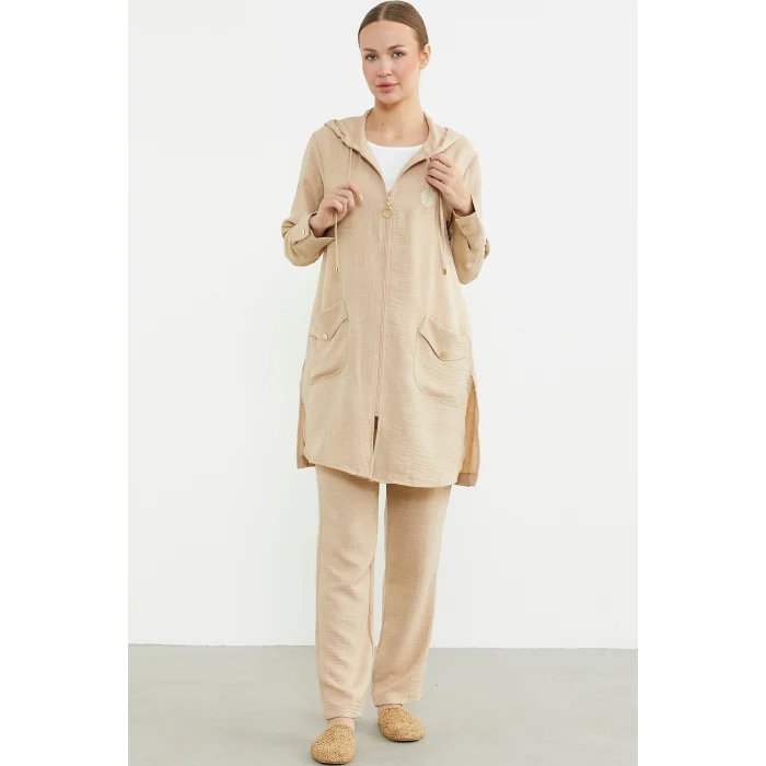 Sementa 76473 Büyük Beden Keten Görünümlü Üçlü Takım