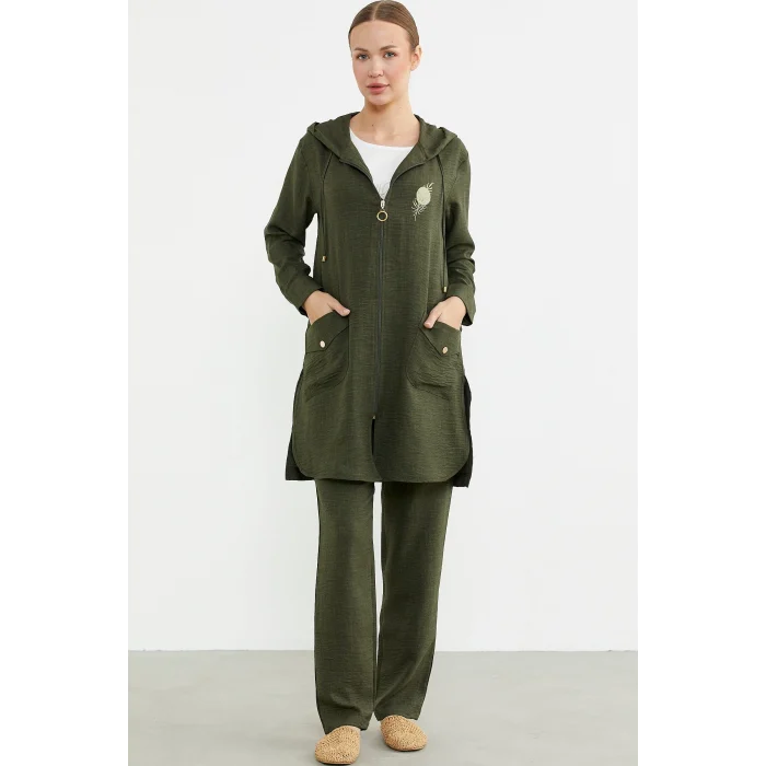 Sementa 76473 Büyük Beden Keten Görünümlü Üçlü Takım