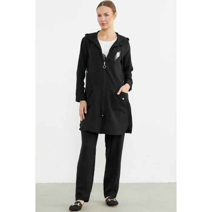 Sementa 76473 Büyük Beden Keten Görünümlü Üçlü Takım