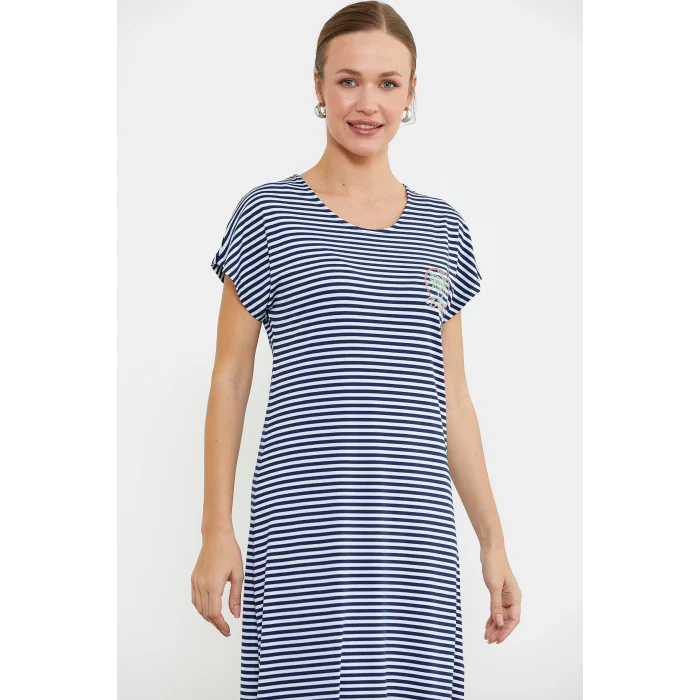 Sementa 77489 Nakış Detaylı Marine Penye Elbise