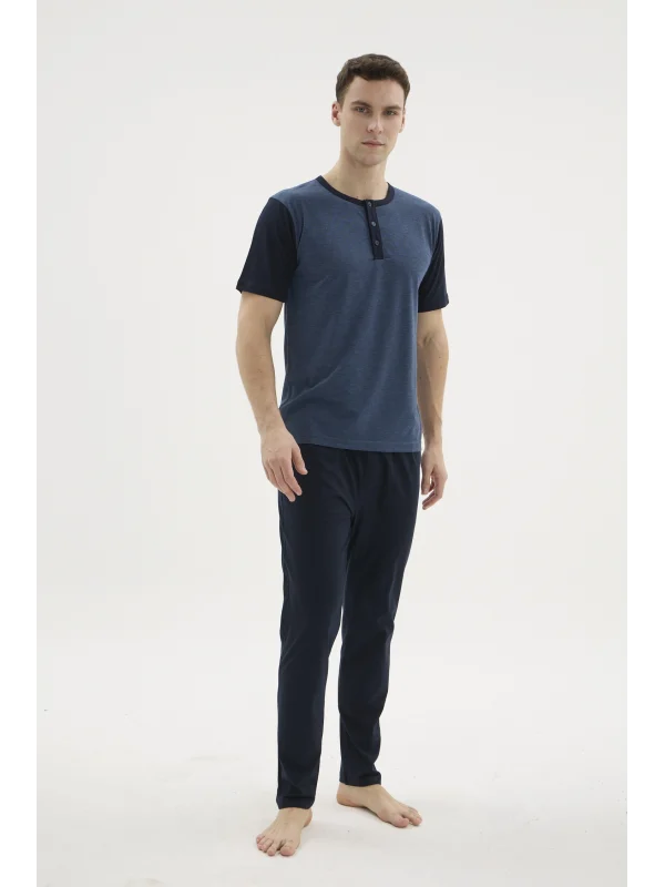 Kocabey 2205 Erkek Battal Midi Yaka Pijama Takım