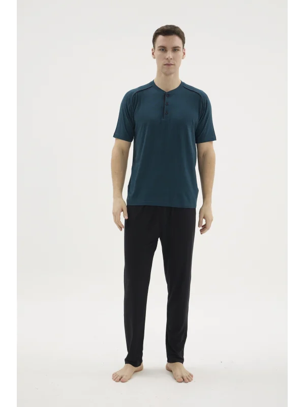 Kocabey KKT-26153 Erkek Midi Yaka Pijama Takımı