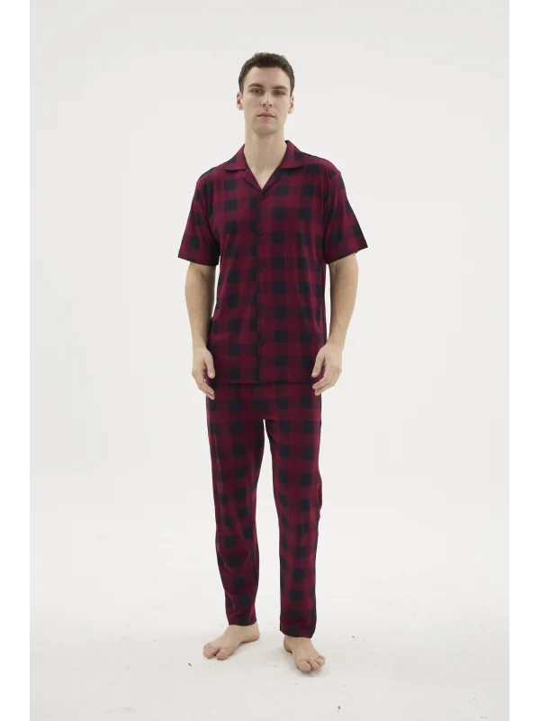 Kocabey KKT-26158 Erkek Apaj Yaka Düğmeli Pijama Takımı