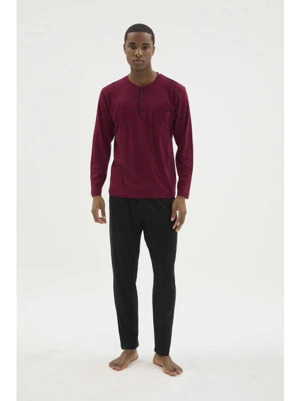 Kocabey BU-26360 Erkek Midi Yaka Battal Pijama Takımı