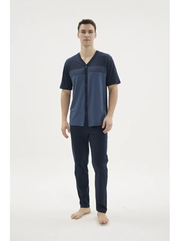 Kocabey KKT-26154 Erkek V Yaka Boydan Düğmeli Pijama Takımı
