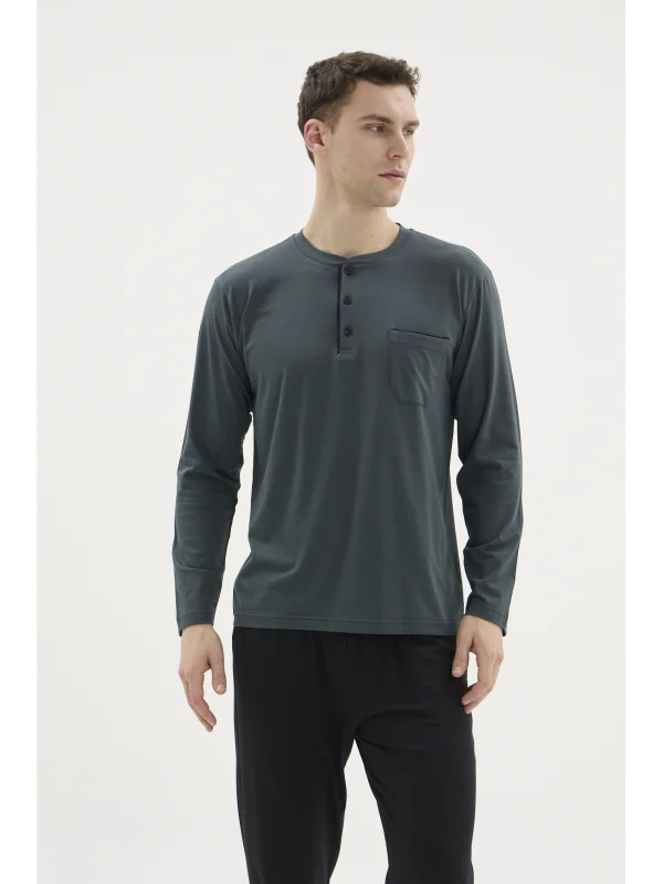 Kocabey BU-26360 Erkek Midi Yaka Battal Pijama Takımı