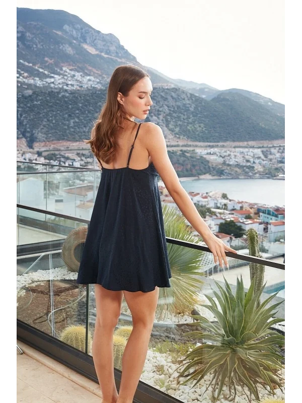 Aqua 26634 Kadın İp Askılı Dantelli Kısa Gecelik