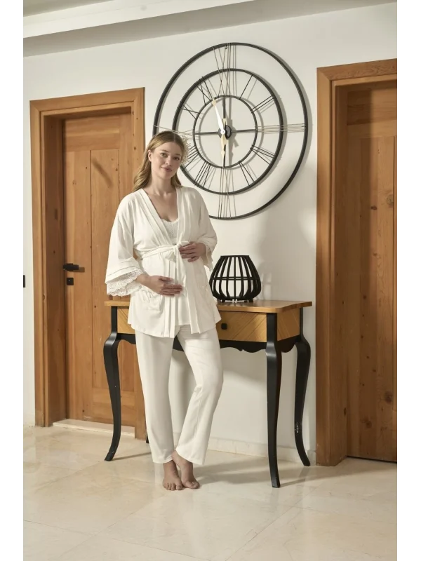 Aqua 26620 Kadın Lohusa Sabahlıklı Pijama Takım