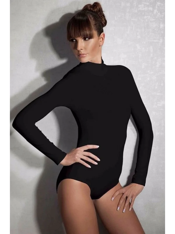 Doreanse 12407 Kadın Modal Yarım Balıkçı Yaka Uzun Kol Body