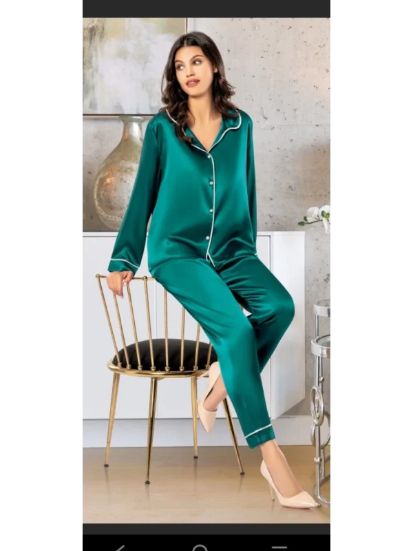 Freshness 2045 Saten Gömlek Yaka Patlı Pijama Takımı
