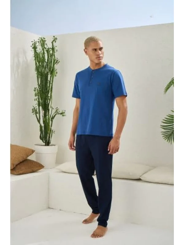 Kocabey 2207 Erkek Battal Midi Yaka Pijama Takım