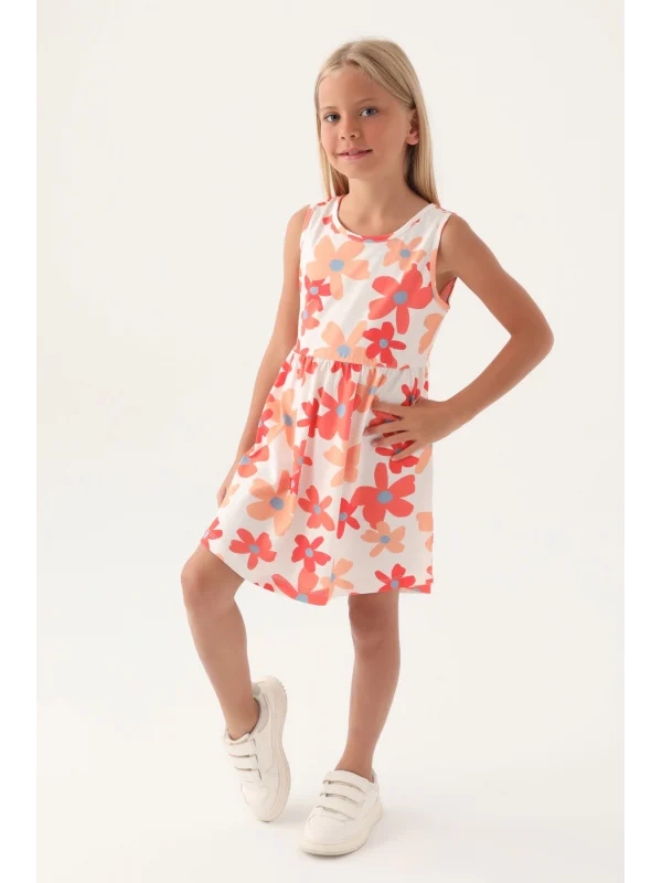 Roly Poly 3393-3 Kız Çocuk Çiçekli Elbise