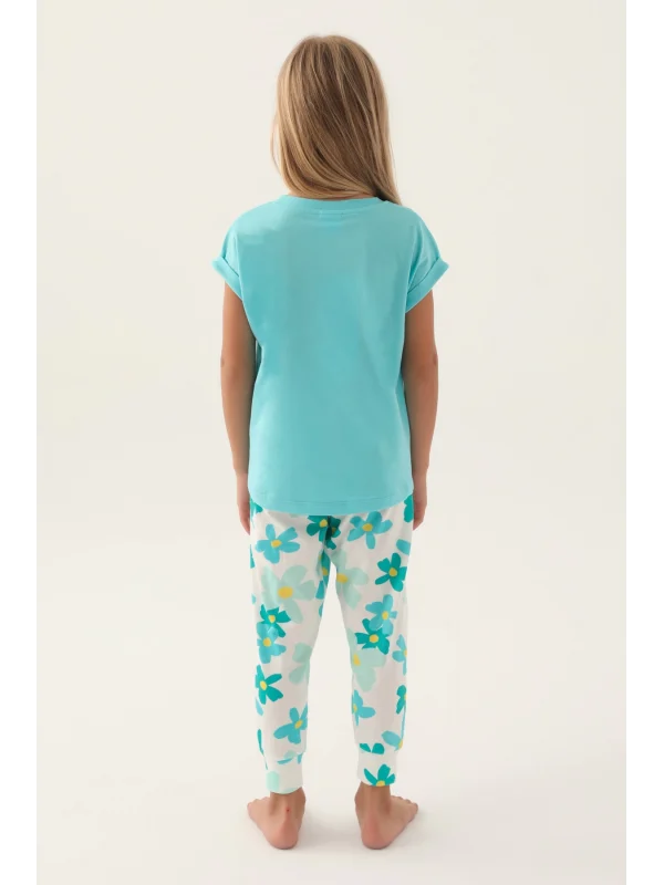 Roly Poly 3394-2 Kız Çocuk Çiçekli Kısa Kol Pijama Takım