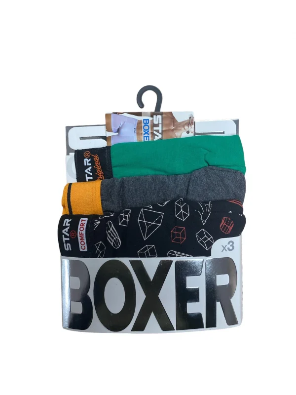 Star 105 Desenli Jakar Erkek 3lü Kemer Boxer