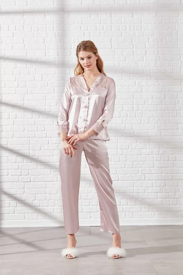 Pierre Cardin 6625 Kısa Gecelikli 6lı İpek Set