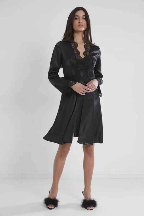 Pierre Cardin 6335 6lı Saten Gecelik Sabahlık Takım