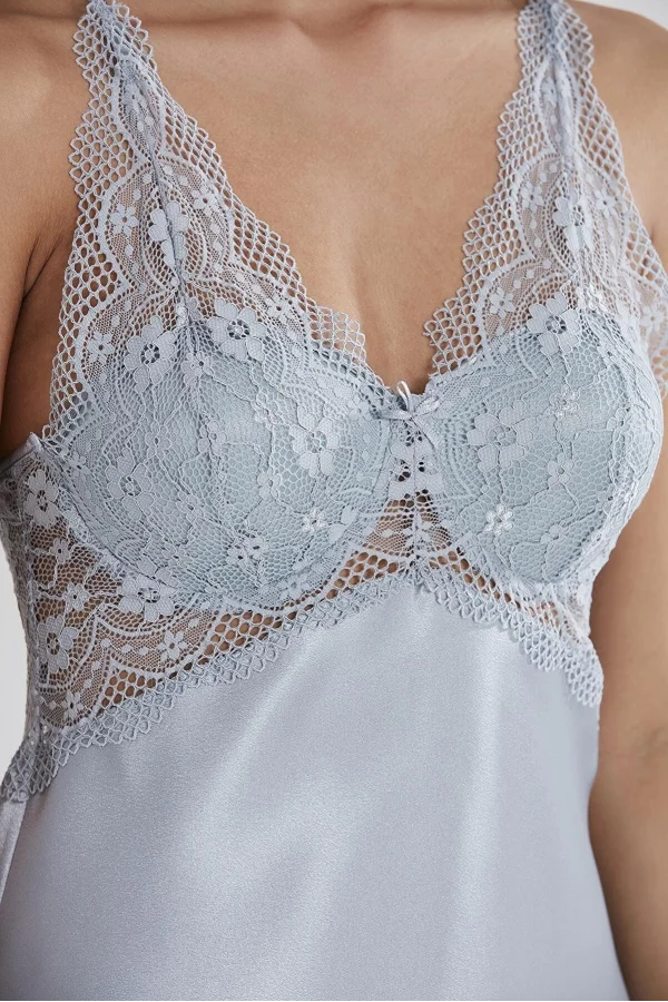 Pierre Cardin 605 Bayan Saten Dantelli Gecelik