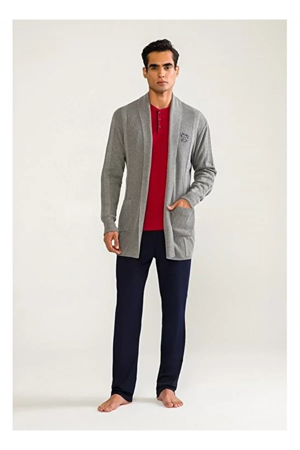 DS Damat 03004 5li Triko Robdöşambr Damat Pijama Seti