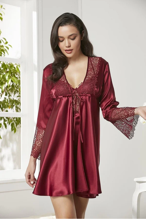 Pierre Cardin 6625 Kısa Gecelikli 6lı İpek Set