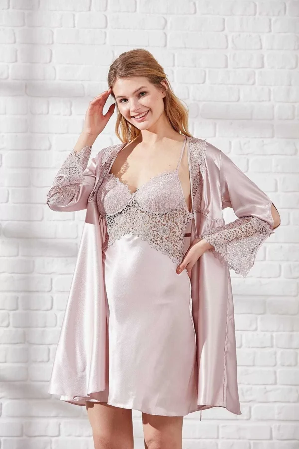 Pierre Cardin 6625 Kısa Gecelikli 6lı İpek Set