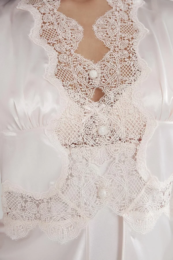 Pierre Cardin 6335 6lı Saten Gecelik Sabahlık Takım
