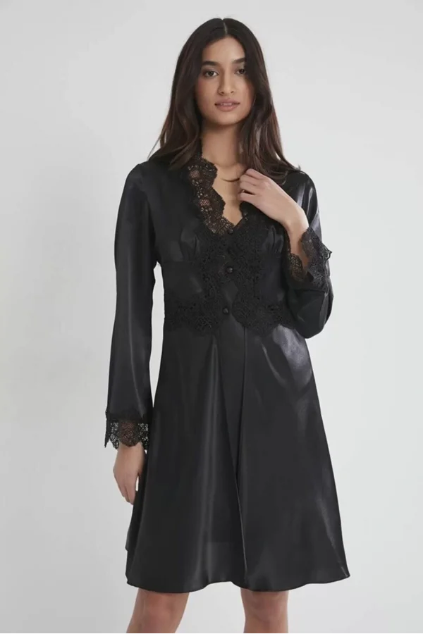 Pierre Cardin 6335 6lı Saten Gecelik Sabahlık Takım
