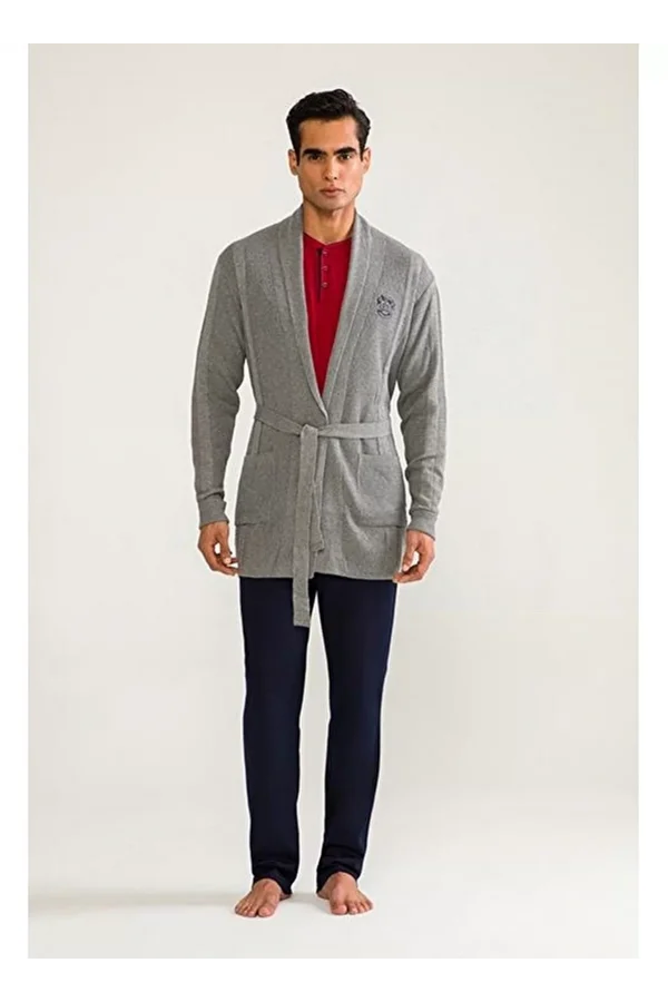 DS Damat 03004 5li Triko Robdöşambr Damat Pijama Seti