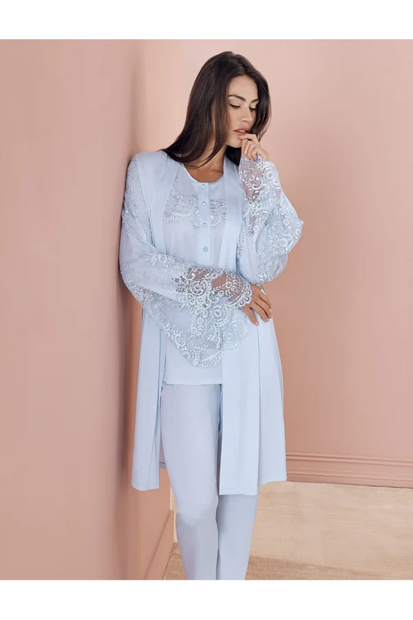 Espuar 757 Penye 3lü Sabahlık Pijama Takımı