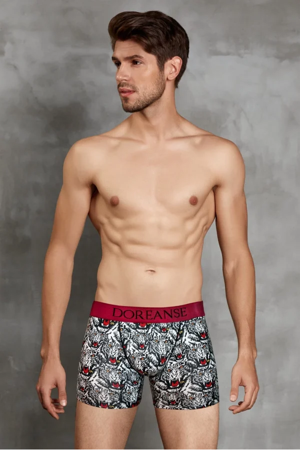 Doreanse 1812 Erkek Tiger Modal Çok Renkli Baskılı Torbalı Normal Paça Boxer