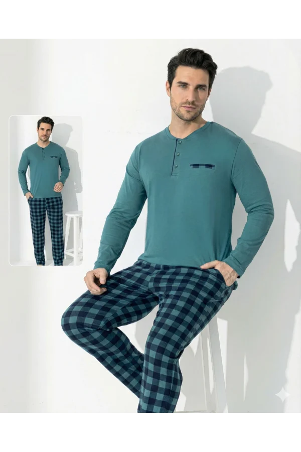 Boyraz 0689 Erkek Uzun Kol Penye Pijama Takımı