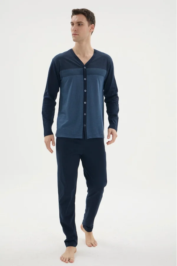 Kocabey Dm-26104 V Yaka Boydan Düğmeli Pijama Takımı