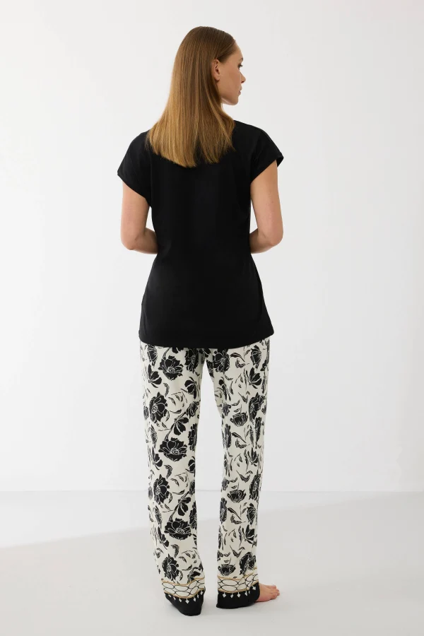 Anıl 11709 Kadın Kısa Kol Tencel Kumaş Desenli Pijama Takımı