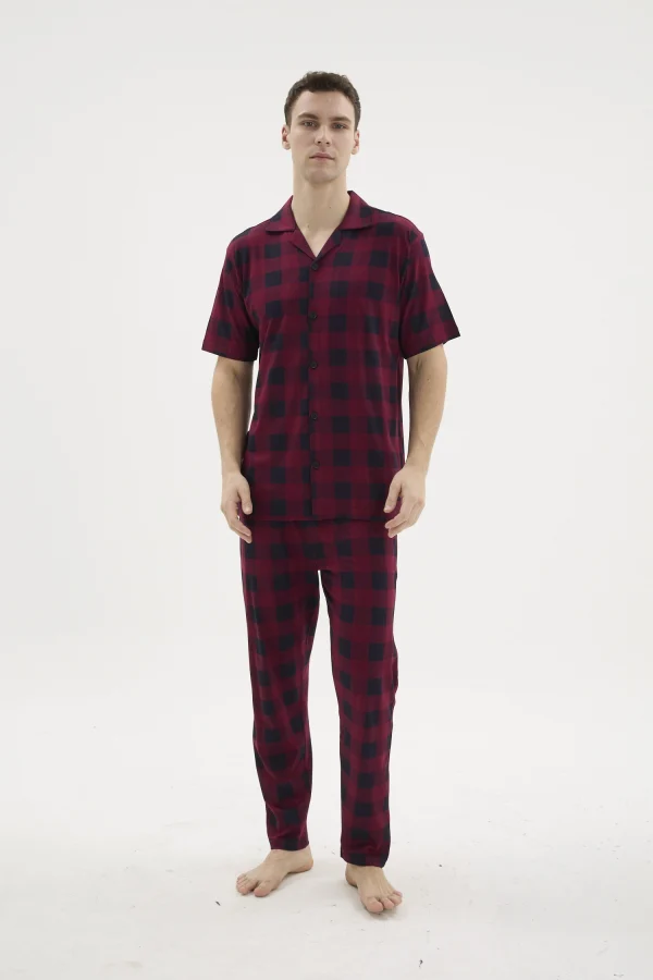 Kocabey KKT-26158 Erkek Apaj Yaka Düğmeli Pijama Takımı