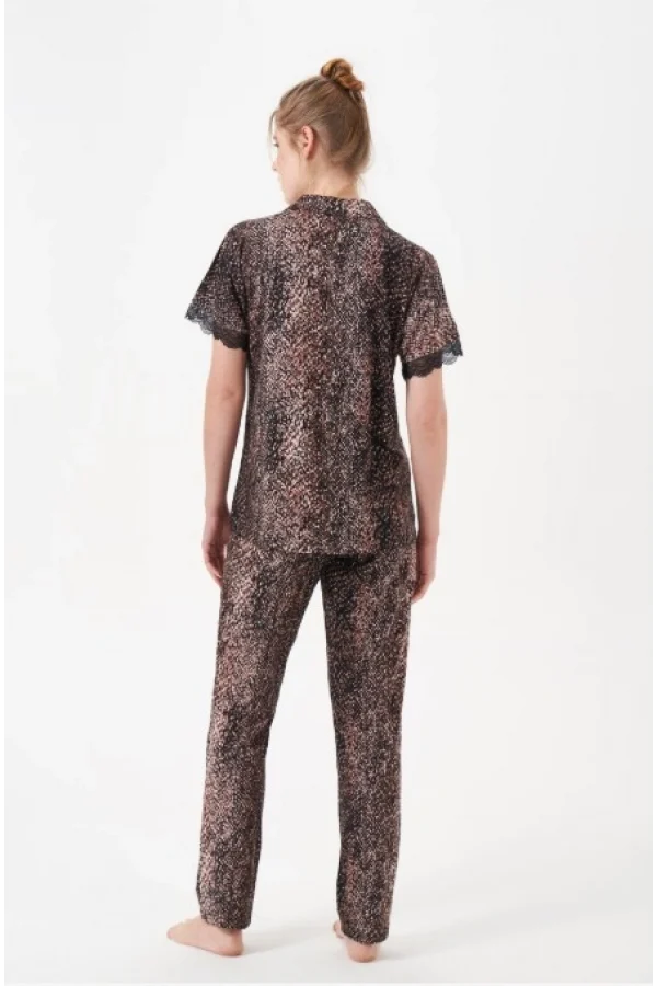 Pjs 29068 Kadın Kısa Kollu Düğmeli Pijama Takım