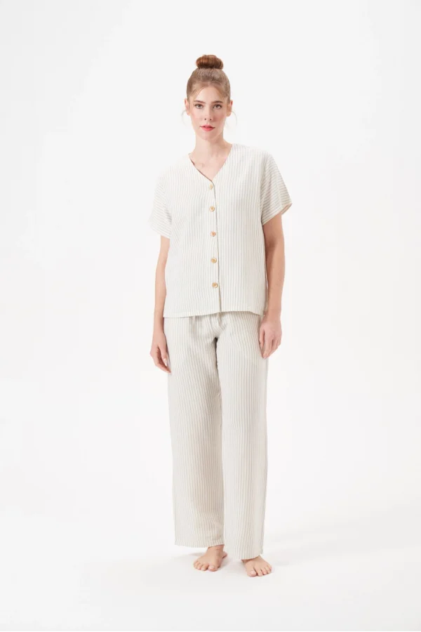 PJS 29098 Kadın Düğmeli Pijama Takım