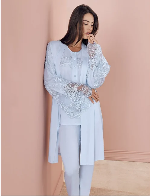 Espuar 757 Penye 3lü Sabahlık Pijama Takımı