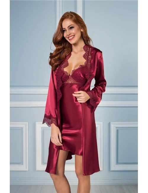 Pierre Cardin 6335 6lı Saten Gecelik Sabahlık Takım