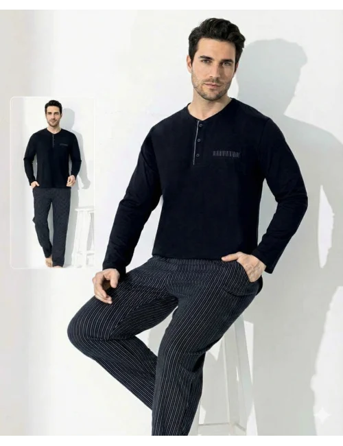 Boyraz 0690 Erkek Uzun Kol Penye Pijama Takımı