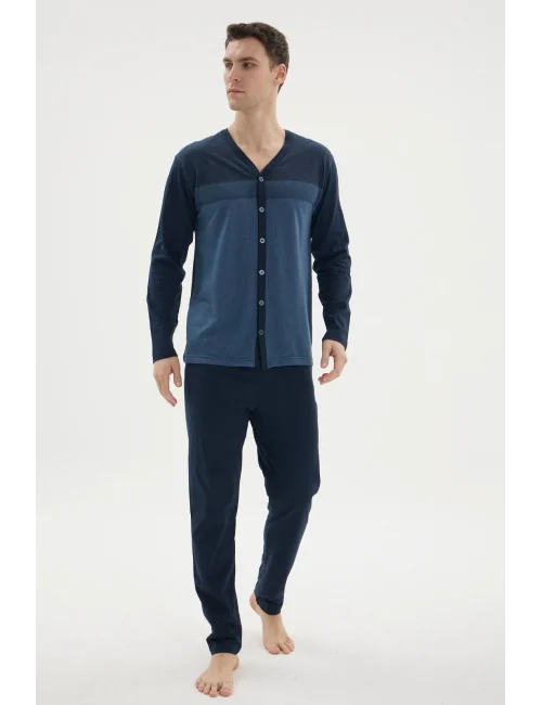 Kocabey Dm-26104 V Yaka Boydan Düğmeli Pijama Takımı