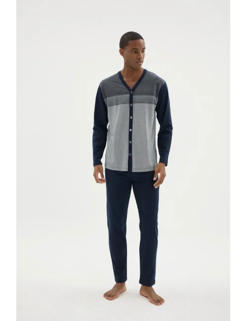 Kocabey Dm-26104 V Yaka Boydan Düğmeli Pijama Takımı