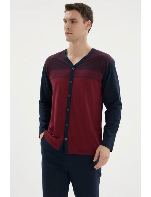 Kocabey Dm-26104 V Yaka Boydan Düğmeli Pijama Takımı