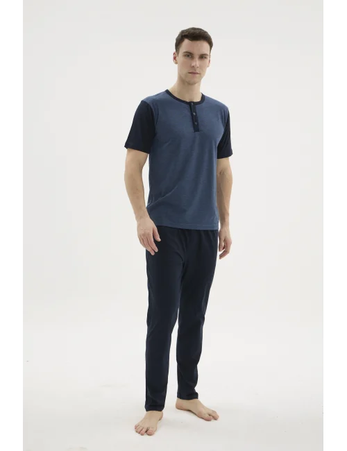 Kocabey 2205 Erkek Battal Midi Yaka Pijama Takım