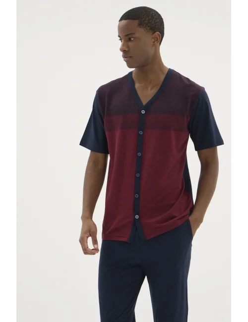 Kocabey KKT-26154 Erkek V Yaka Boydan Düğmeli Pijama Takımı